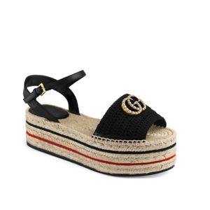 Gucci Women GG Logo Pearl Platform Sandal